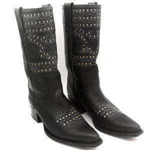 Frye Western Black Silver Studded Boots
